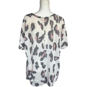 BIBI Leopard Print Knit Short Sleeve‎ Casual Blouse Size XL